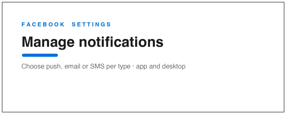 Manage Facebook notification settings: choose push, email, or SMS per notification type